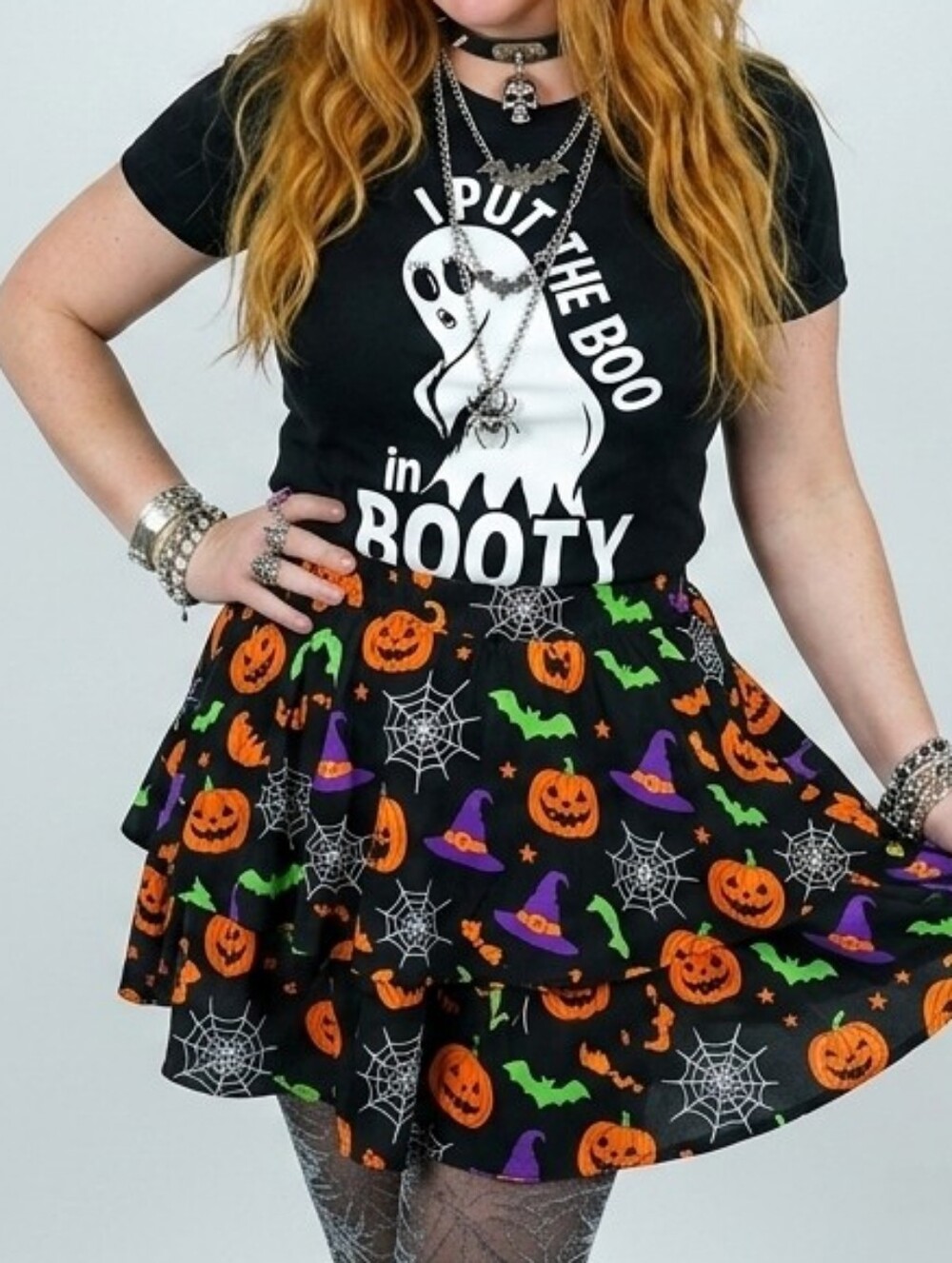 Graphic T-Shirt I PUT THE BOO IN BOOTY Retro Ghost w/long Eyelashes, Cheeky